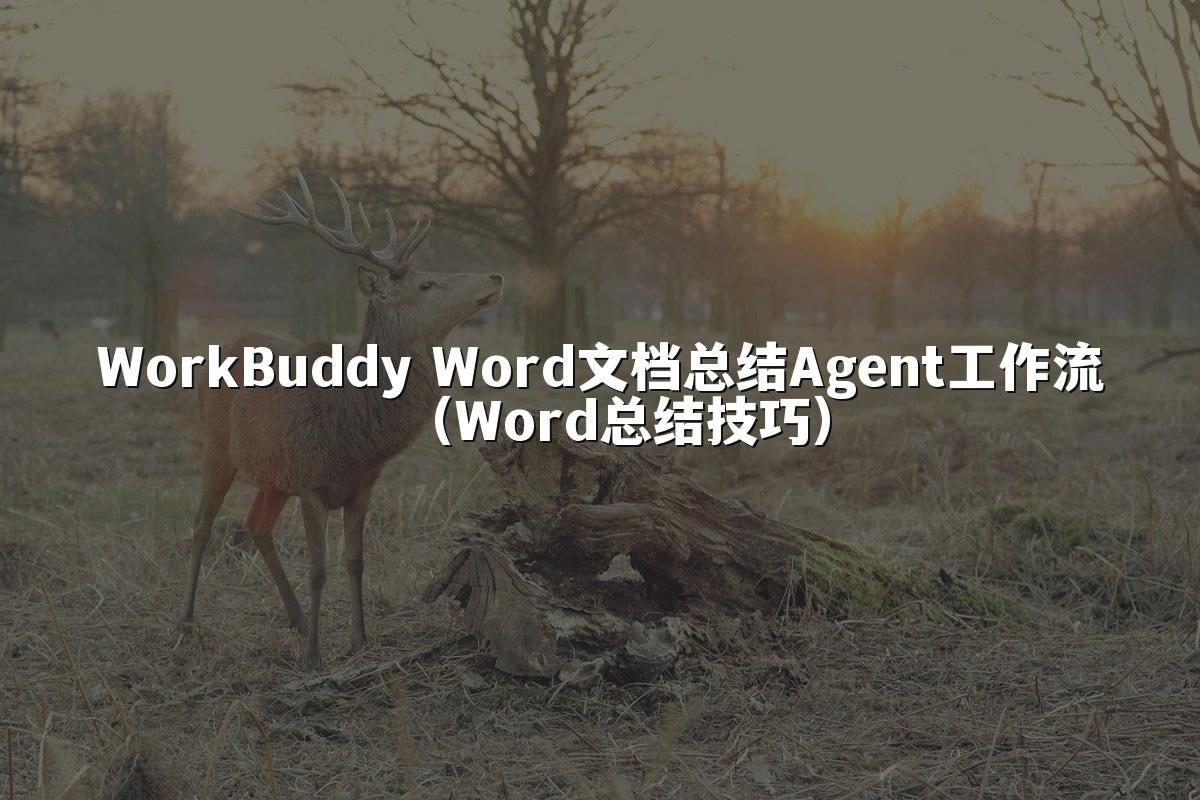 WorkBuddy Word文档总结Agent工作流(Word总结技巧)
