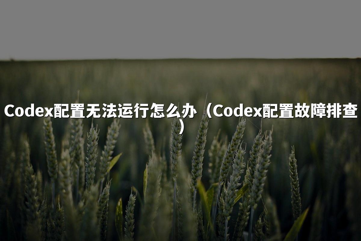 Codex配置无法运行怎么办(Codex配置故障排查)