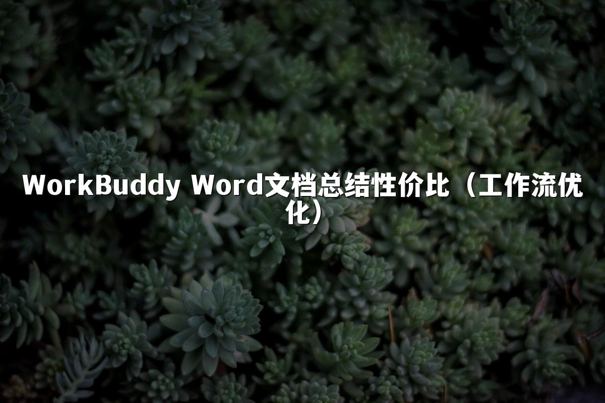 WorkBuddy Word文档总结性价比(工作流优化)