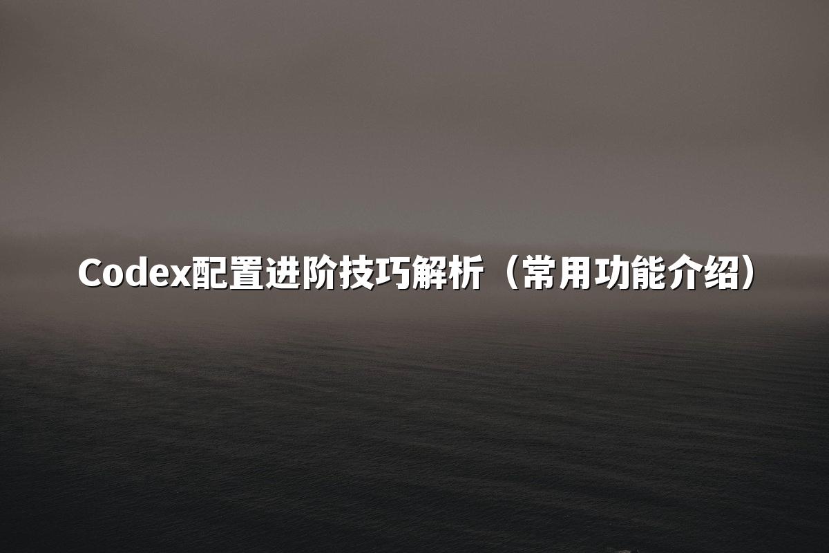 Codex配置进阶技巧解析(常用功能介绍)