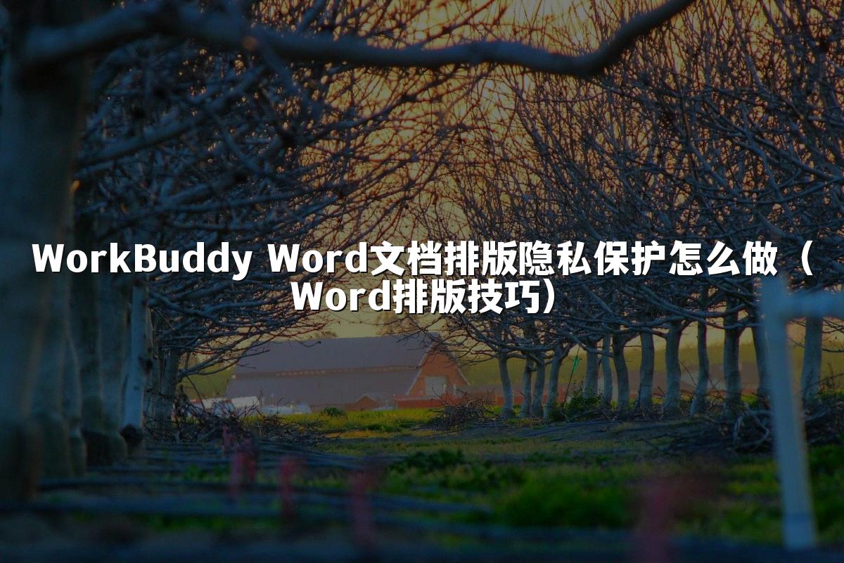 WorkBuddy Word文档排版隐私保护怎么做(Word排版技巧)