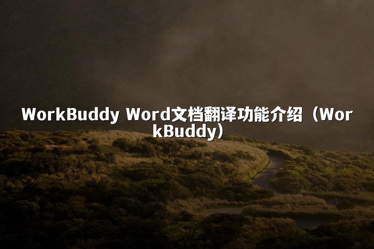 WorkBuddy Word文档翻译功能介绍（WorkBuddy）