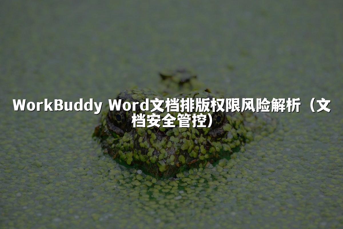 WorkBuddy Word文档排版权限风险解析(文档安全管控)