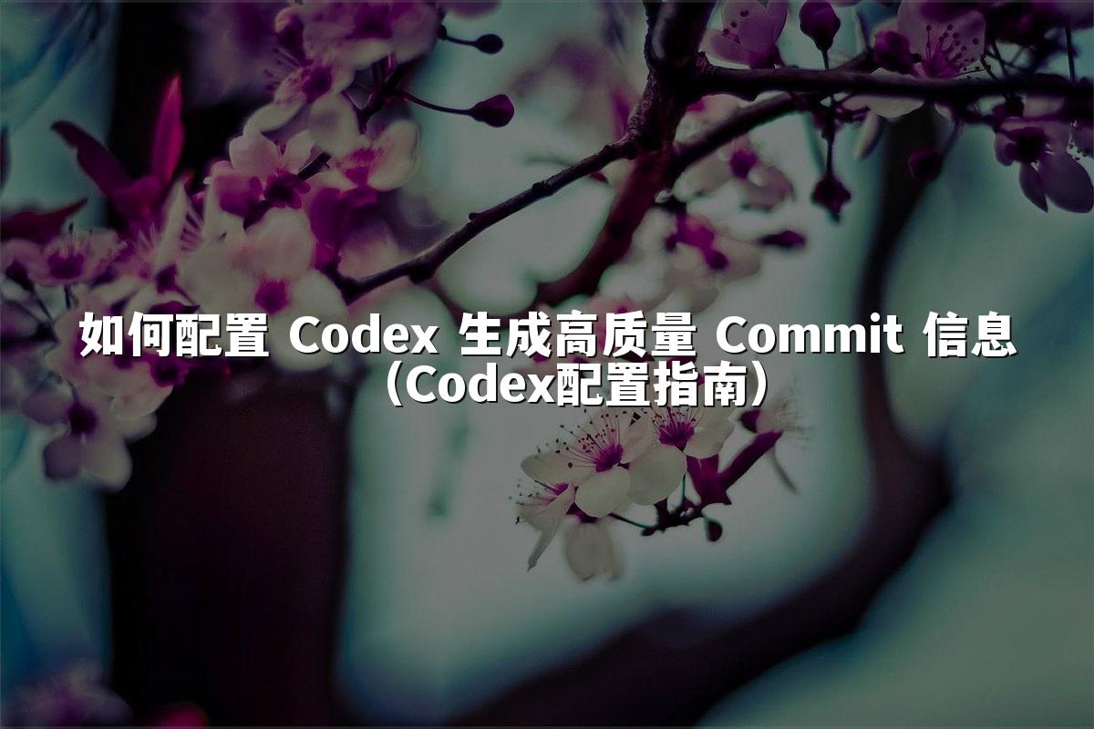 如何配置 Codex 生成高质量 Commit 信息(Codex配置指南)