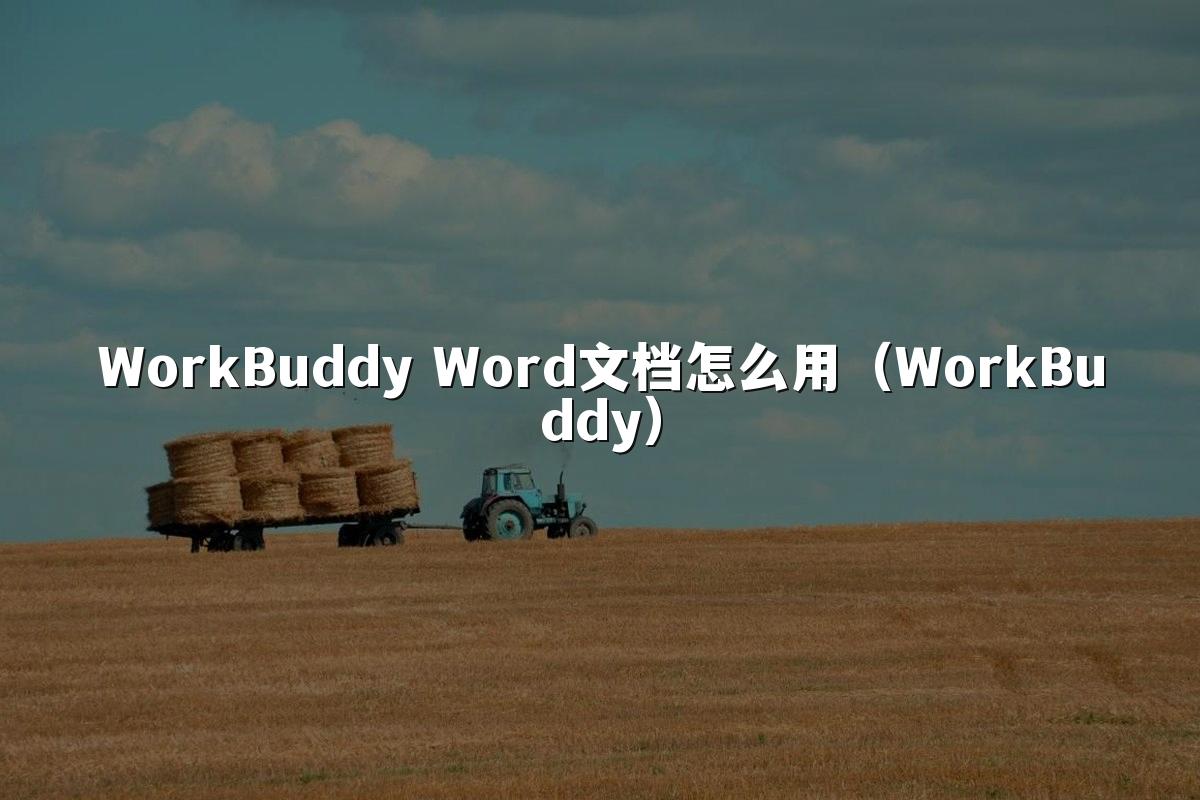 WorkBuddy Word文档怎么用(WorkBuddy)