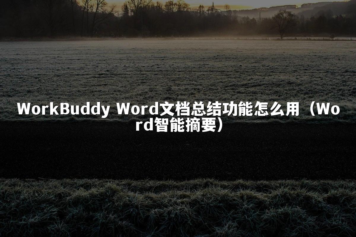 WorkBuddy Word文档总结功能怎么用（Word智能摘要）