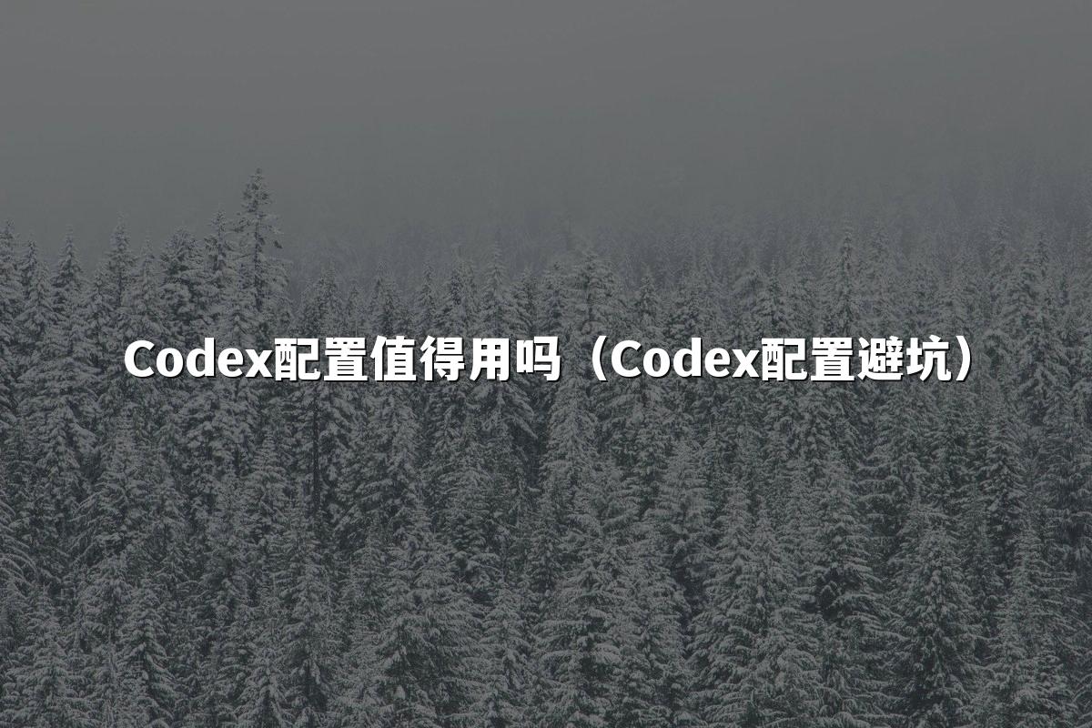 Codex配置值得用吗（Codex配置避坑）