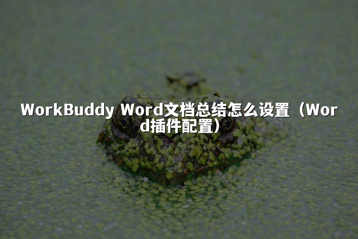 WorkBuddy Word文档总结怎么设置(Word插件配置)