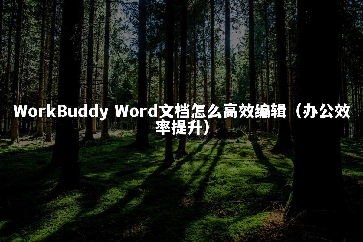 WorkBuddy Word文档怎么高效编辑（办公效率提升）
