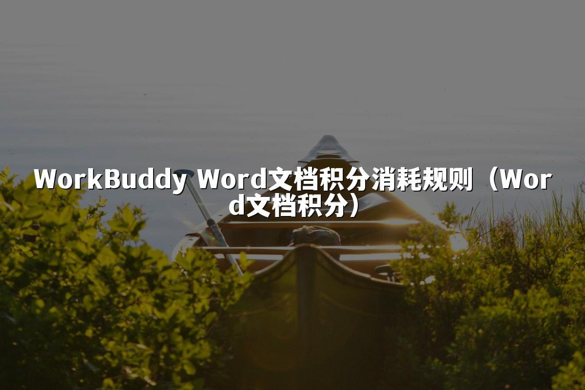 WorkBuddy Word文档积分消耗规则(Word文档积分)