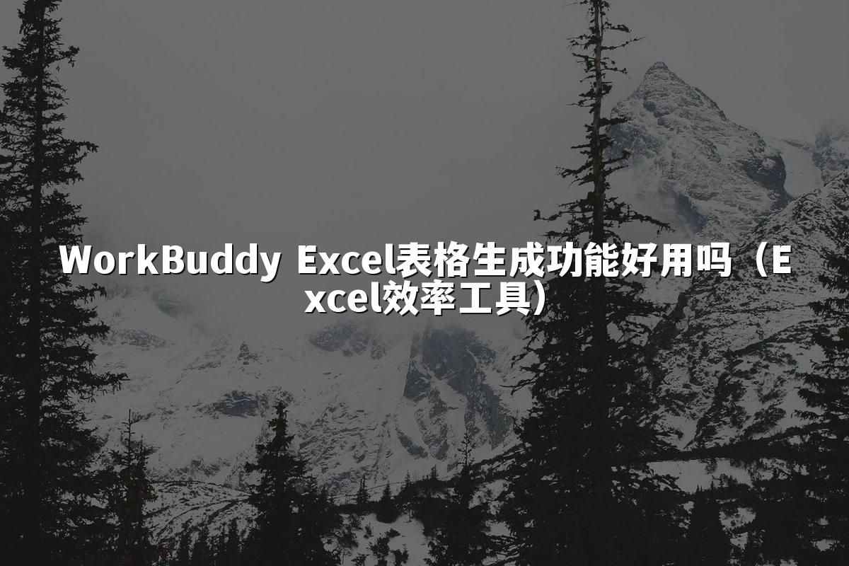 WorkBuddy Excel表格生成功能好用吗（Excel效率工具）