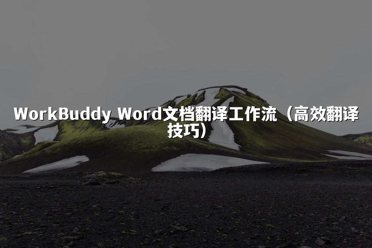 WorkBuddy Word文档翻译工作流(高效翻译技巧)