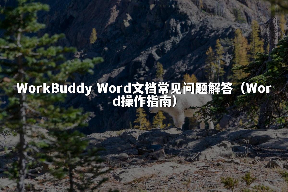 WorkBuddy Word文档常见问题解答(Word操作指南)
