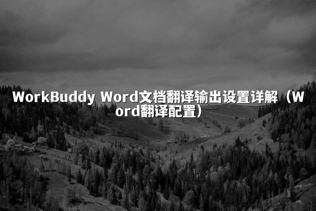 WorkBuddy Word文档翻译输出设置详解(Word翻译配置)