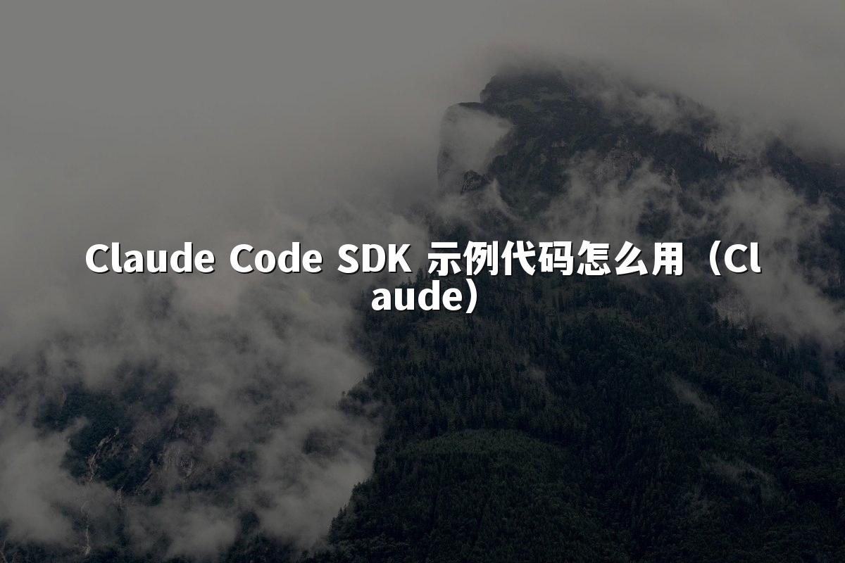 Claude Code SDK 示例代码怎么用（Claude）