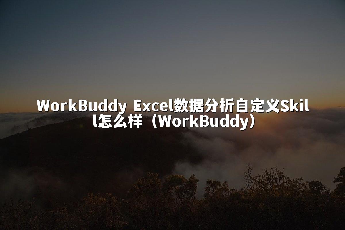 WorkBuddy Excel数据分析自定义Skill怎么样（WorkBuddy）