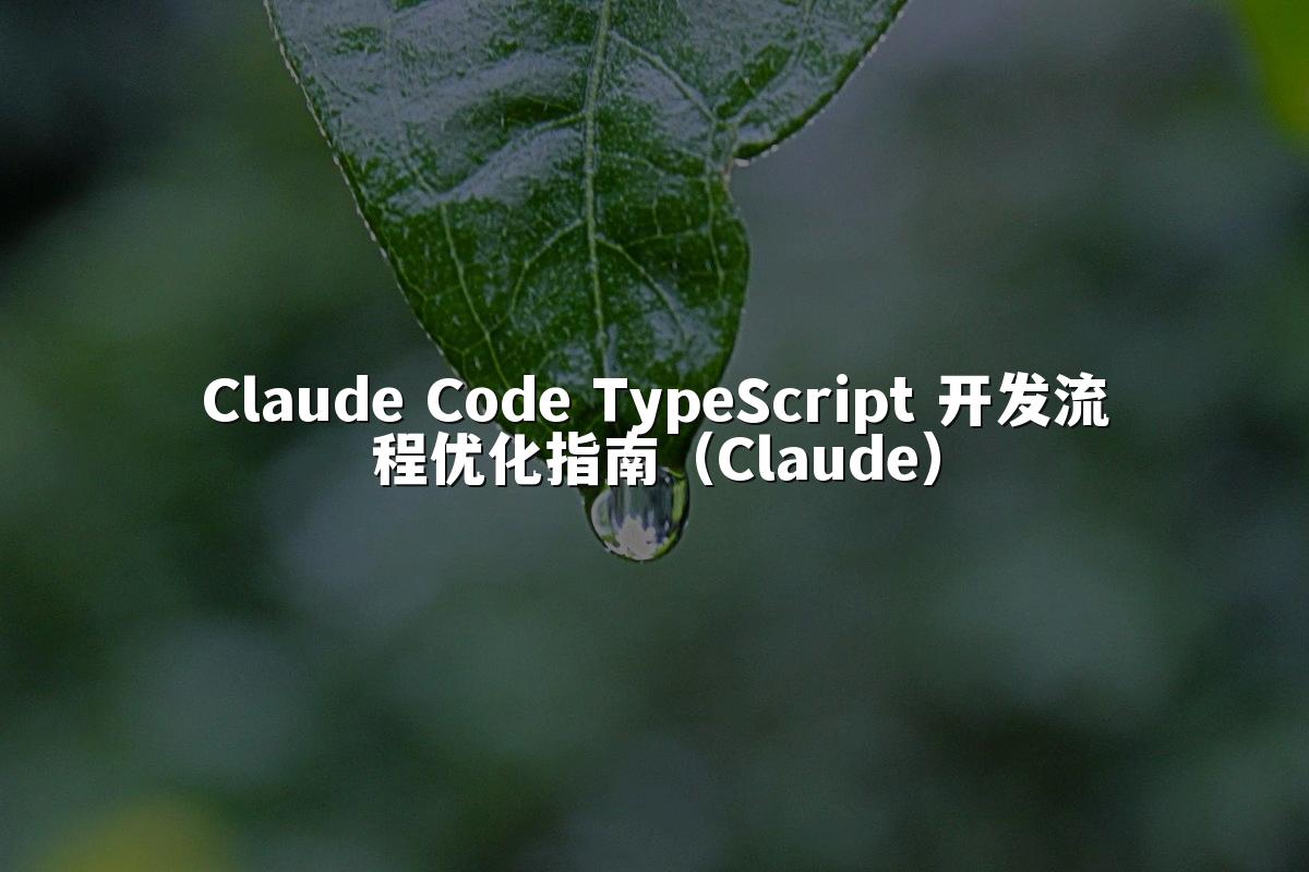 Claude Code TypeScript 开发流程优化指南（Claude）