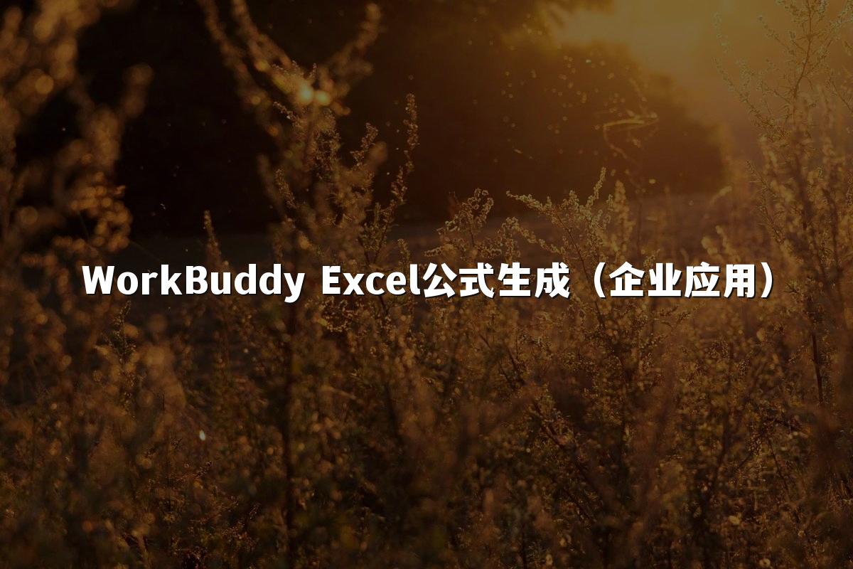 WorkBuddy Excel公式生成（企业应用）