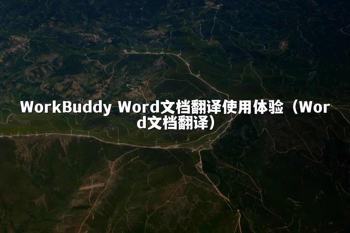 WorkBuddy Word文档翻译使用体验(Word文档翻译)