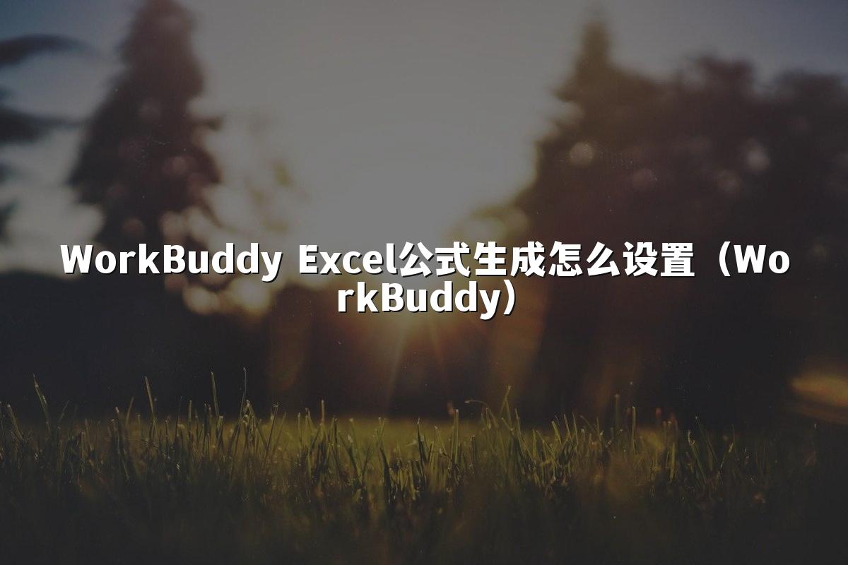 WorkBuddy Excel公式生成怎么设置（WorkBuddy）