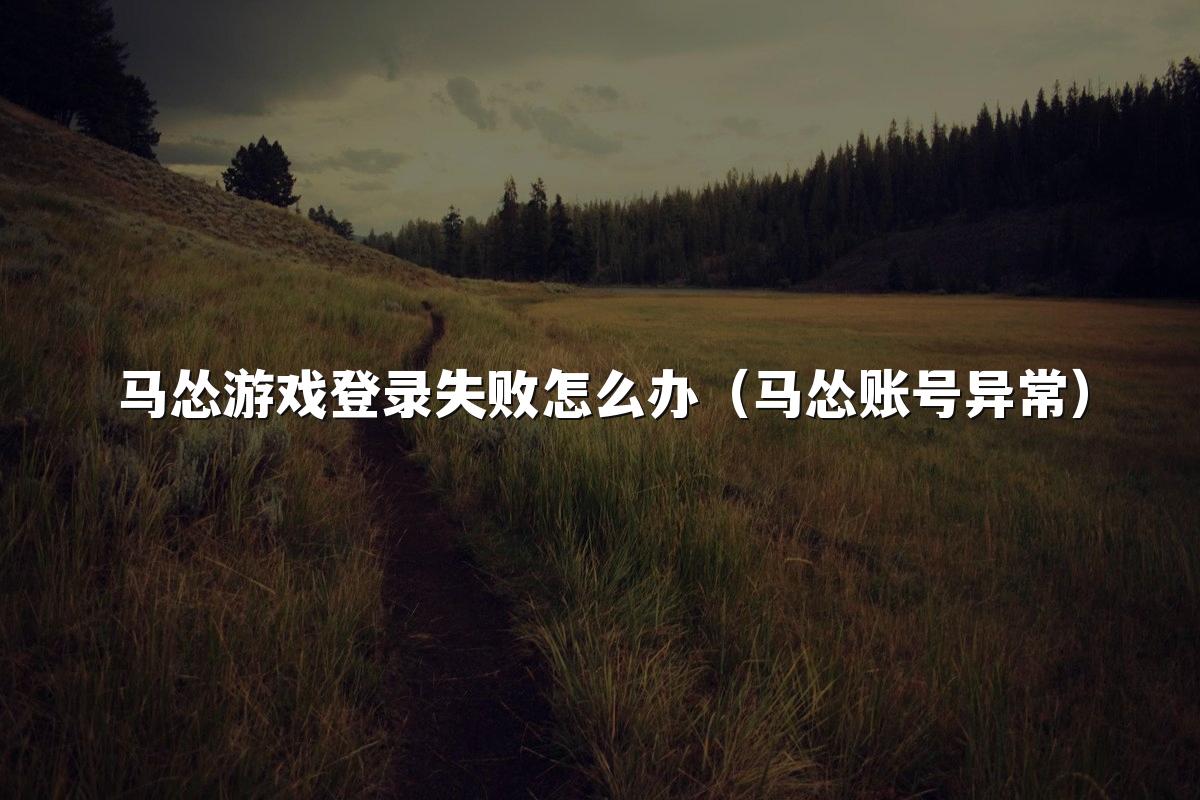 马怂游戏登录失败怎么办(马怂账号异常)