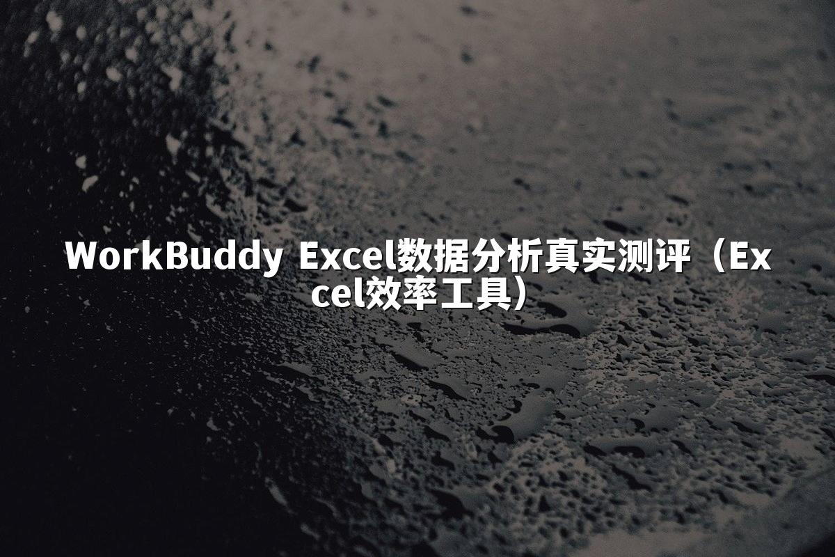 WorkBuddy Excel数据分析真实测评(Excel效率工具)