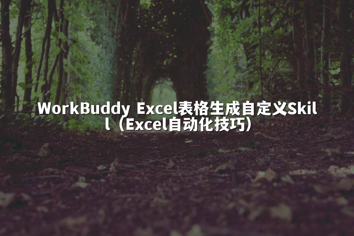 WorkBuddy Excel表格生成自定义Skill(Excel自动化技巧)