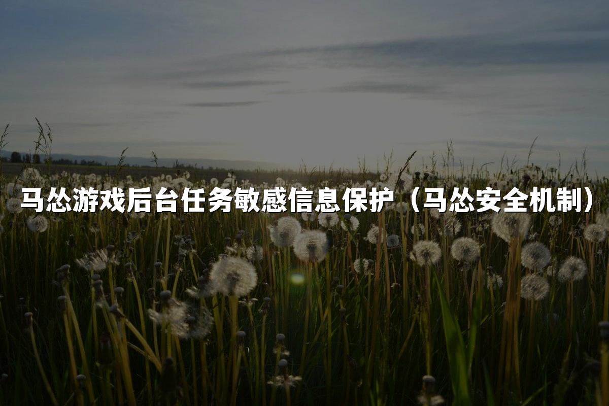 马怂游戏后台任务敏感信息保护(马怂安全机制)