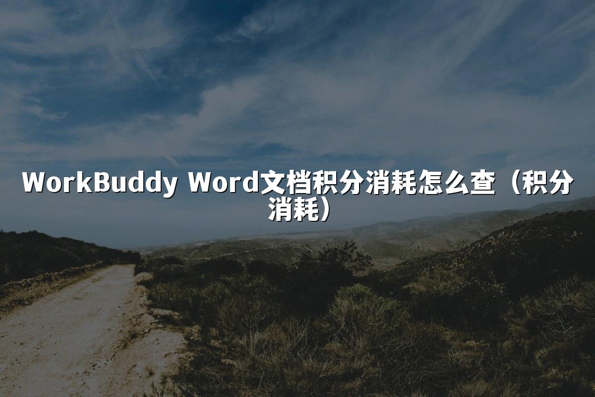 WorkBuddy Word文档积分消耗怎么查(积分消耗)