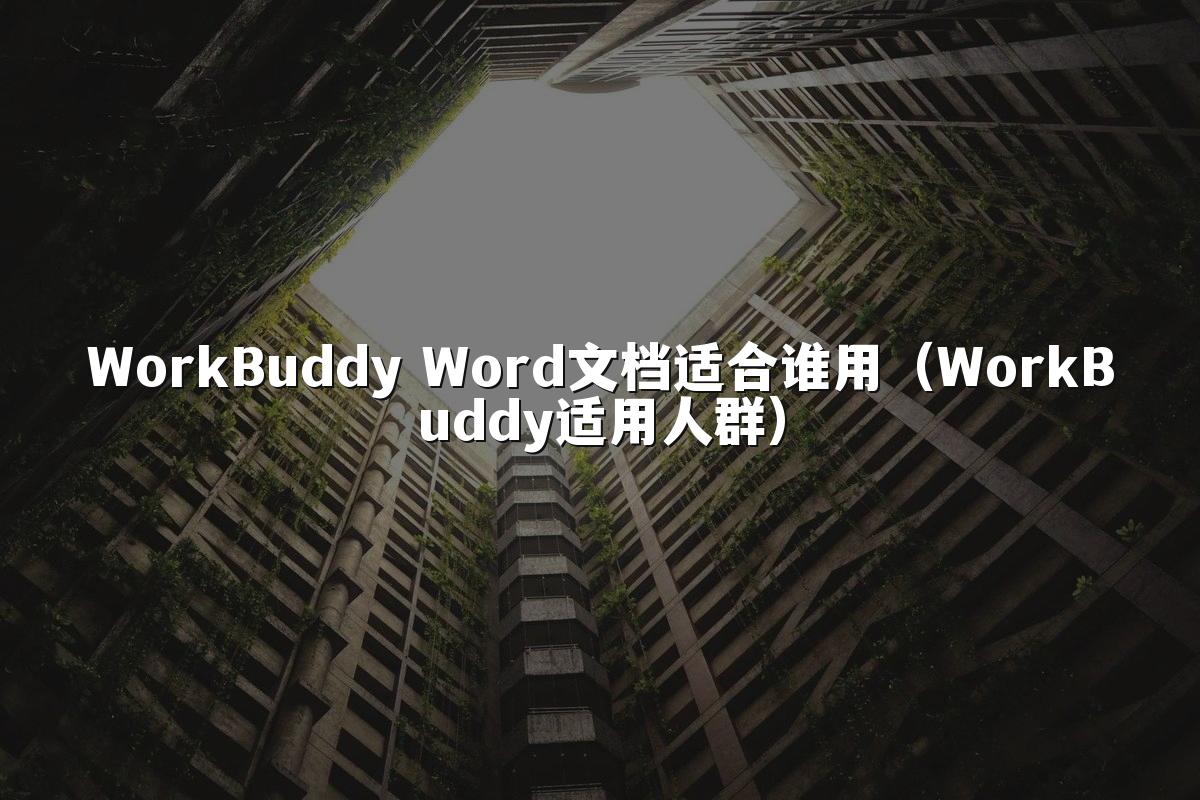 WorkBuddy Word文档适合谁用(WorkBuddy适用人群)