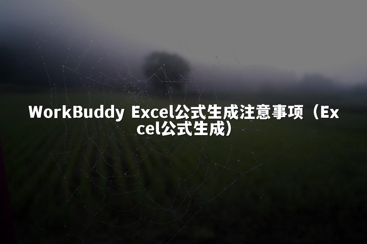 WorkBuddy Excel公式生成注意事项(Excel公式生成)