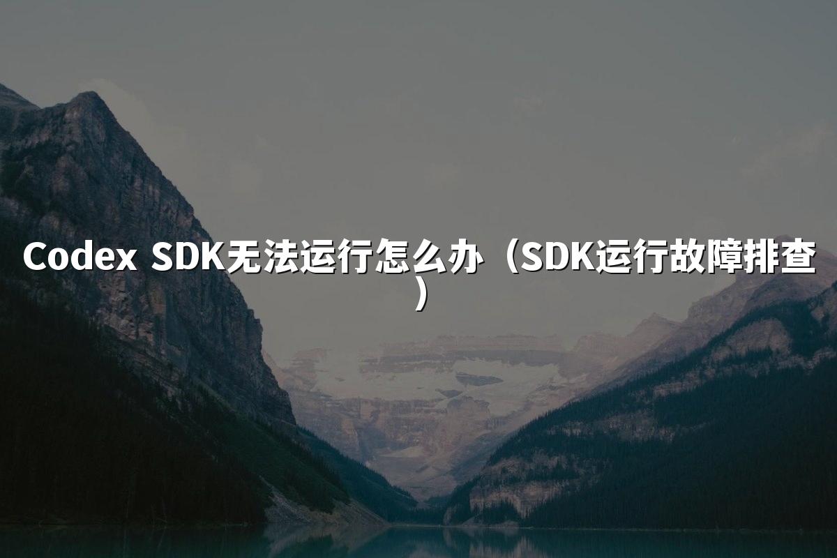 Codex SDK无法运行怎么办(SDK运行故障排查)