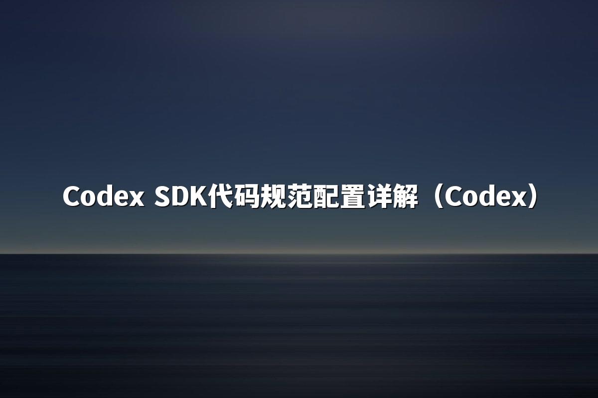 Codex SDK代码规范配置详解（Codex）