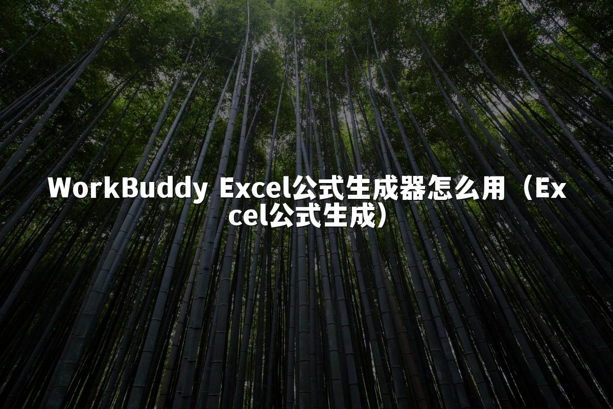 WorkBuddy Excel公式生成器怎么用(Excel公式生成)
