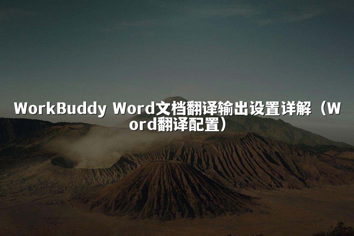 WorkBuddy Word文档翻译输出设置详解(Word翻译配置)