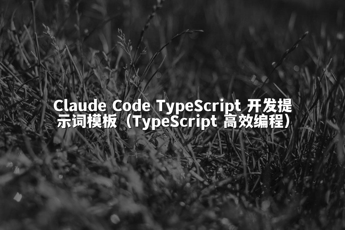 Claude Code TypeScript 开发提示词模板（TypeScript 高效编程）