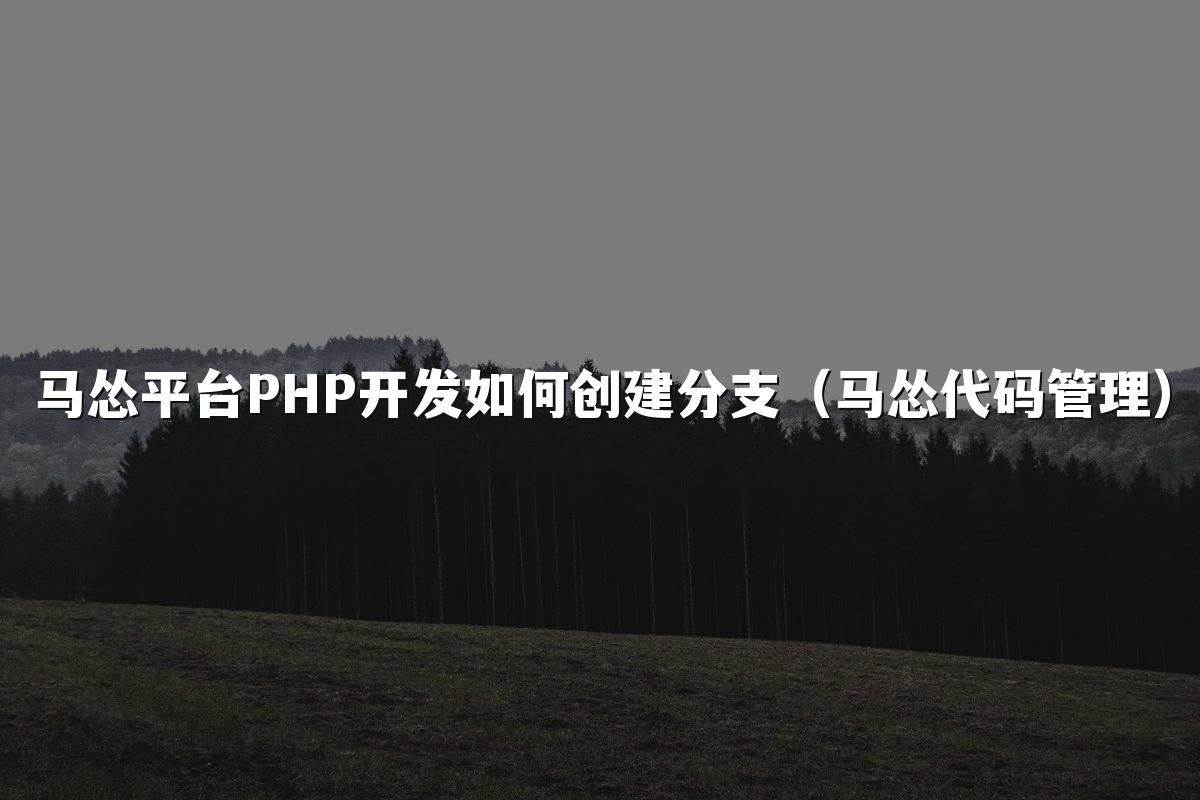 马怂平台PHP开发如何创建分支（马怂代码管理）