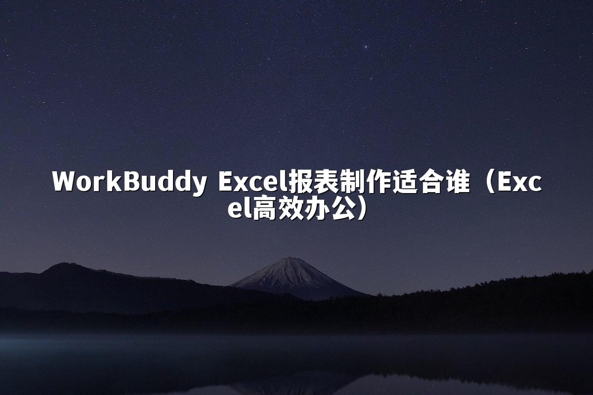 WorkBuddy Excel报表制作适合谁(Excel高效办公)