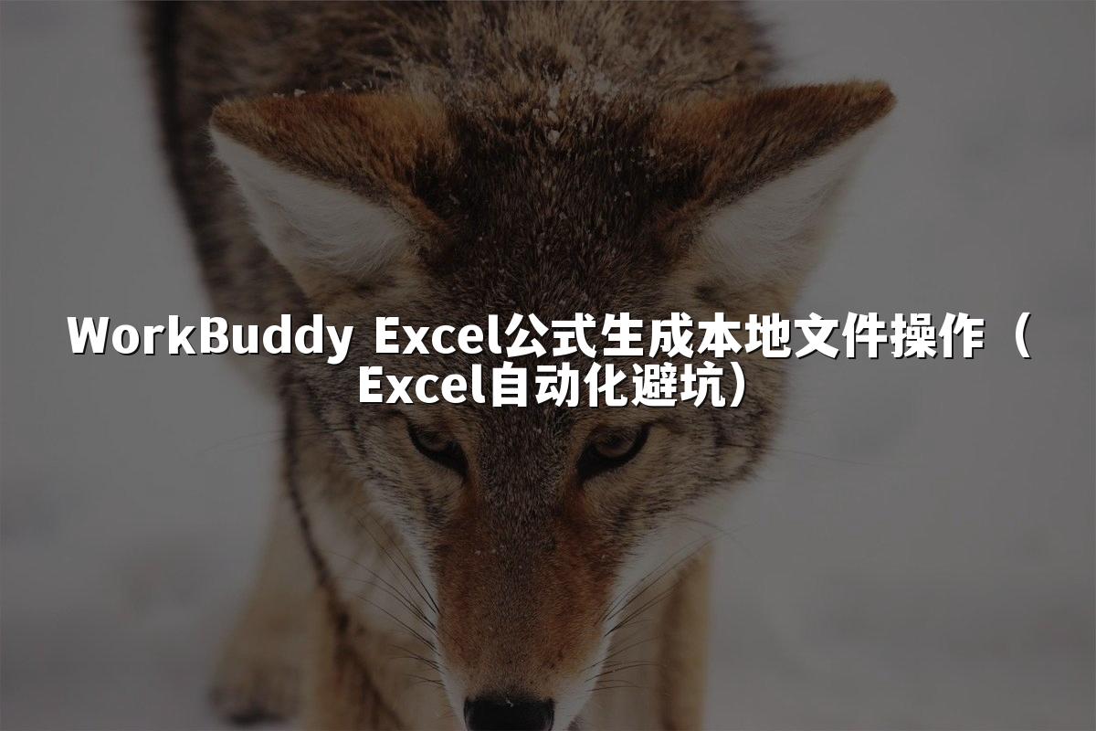 WorkBuddy Excel公式生成本地文件操作（Excel自动化避坑）