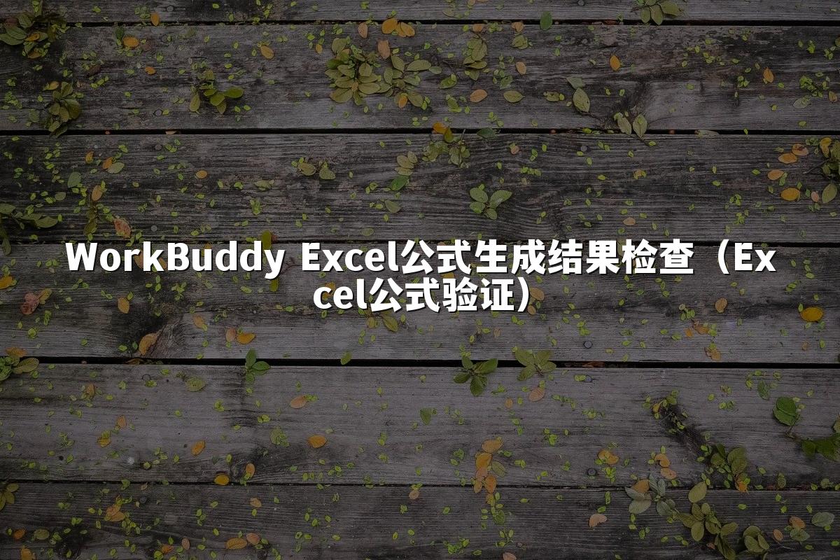 WorkBuddy Excel公式生成结果检查(Excel公式验证)