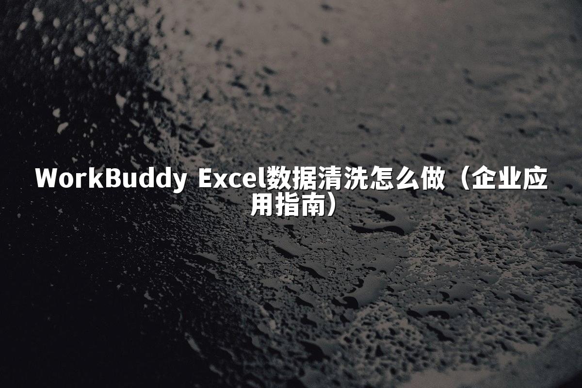 WorkBuddy Excel数据清洗怎么做（企业应用指南）