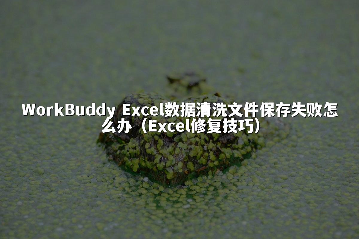 WorkBuddy Excel数据清洗文件保存失败怎么办(Excel修复技巧)