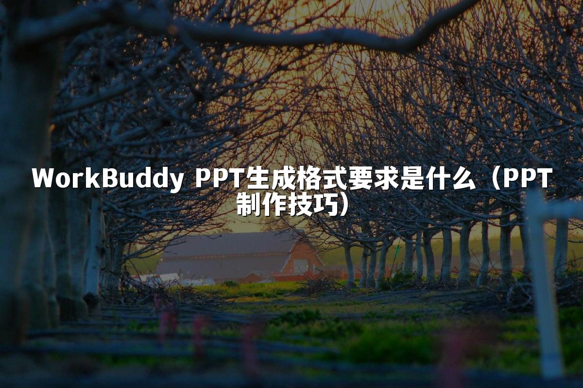 WorkBuddy PPT生成格式要求是什么(PPT制作技巧)