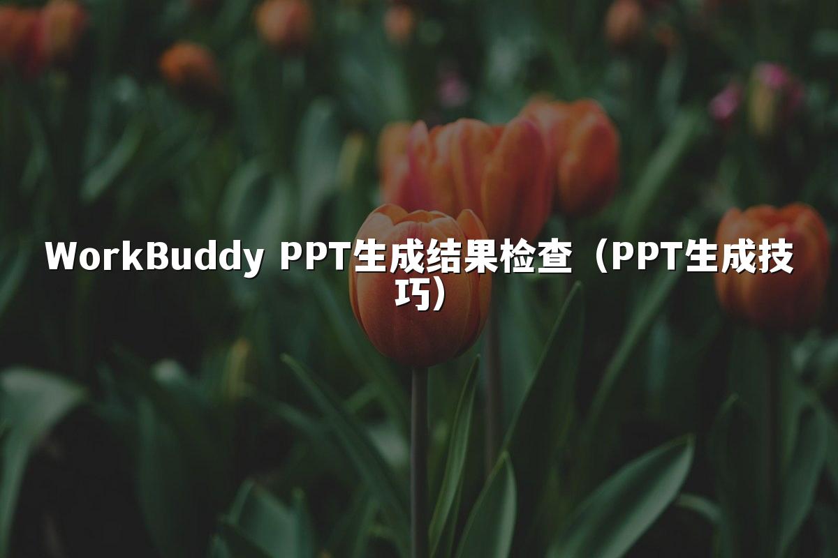 WorkBuddy PPT生成结果检查（PPT生成技巧）