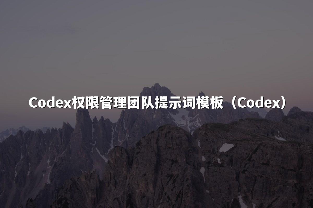 Codex权限管理团队提示词模板(Codex)