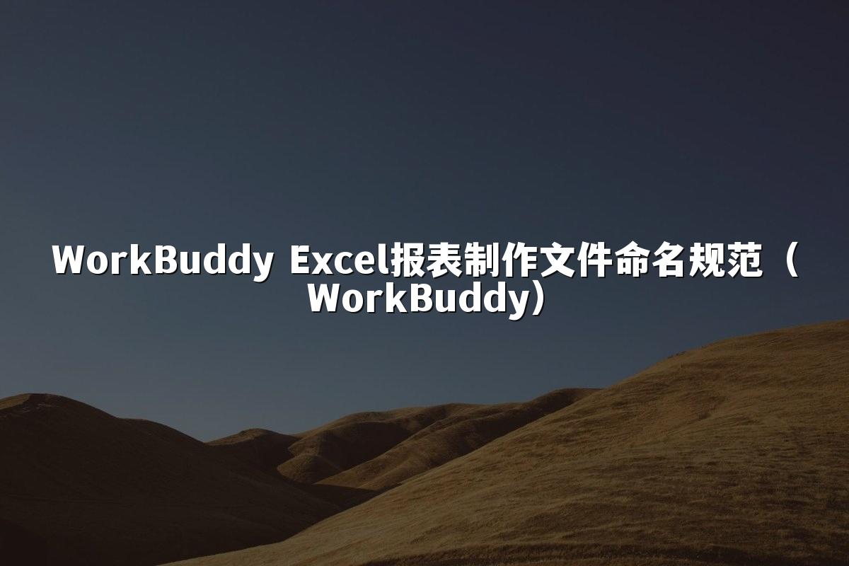 WorkBuddy Excel报表制作文件命名规范(WorkBuddy)