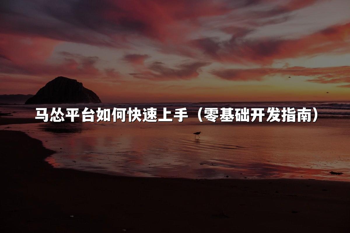 马怂平台如何快速上手（零基础开发指南）