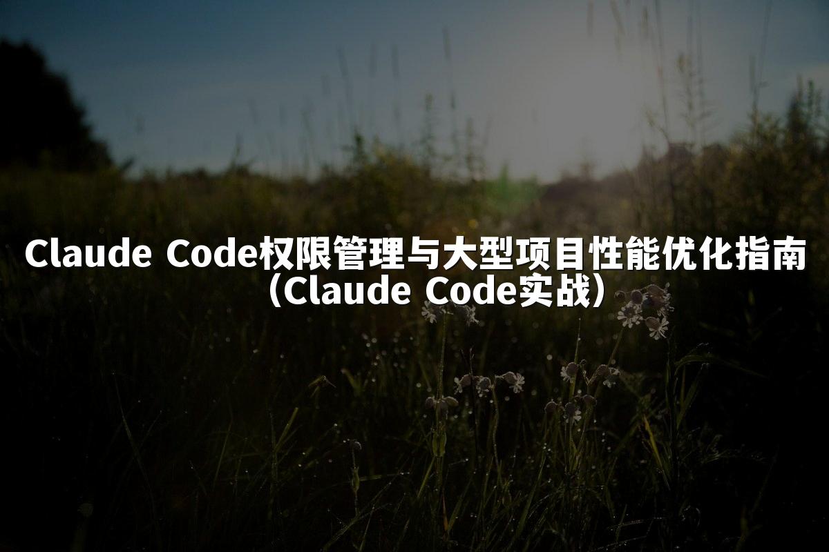 Claude Code权限管理与大型项目性能优化指南(Claude Code实战)