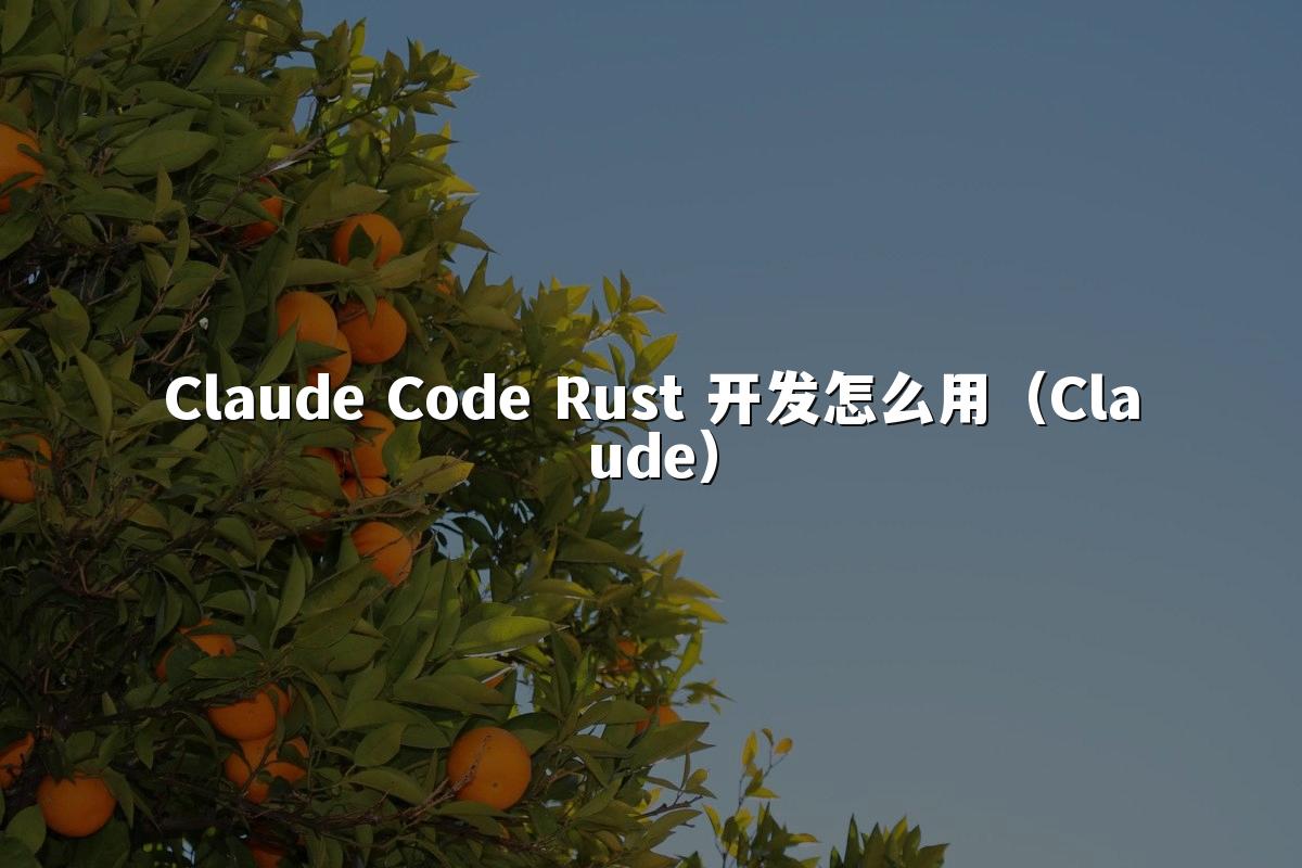 Claude Code Rust 开发怎么用（Claude）