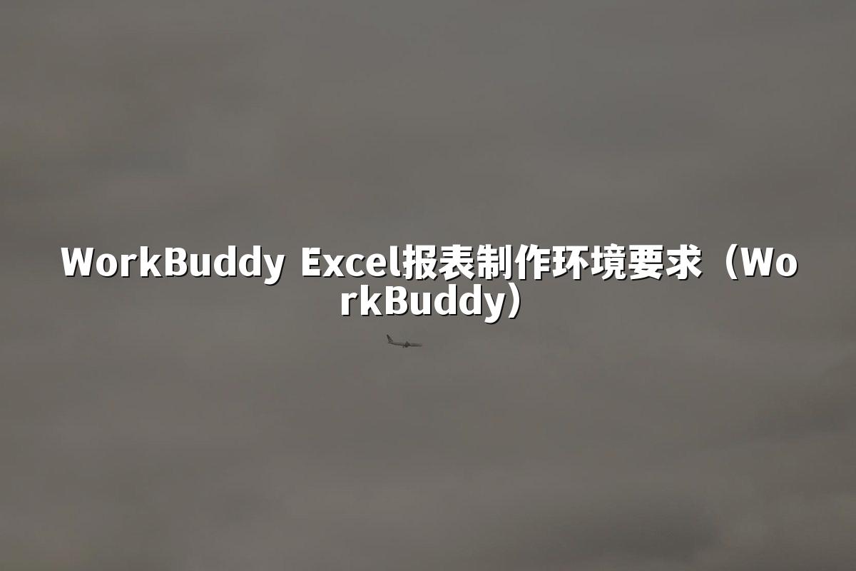WorkBuddy Excel报表制作环境要求(WorkBuddy)